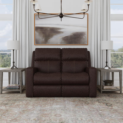 Score Leather Power Reclining Loveseat with Power Headrests & Lumbar - Carob