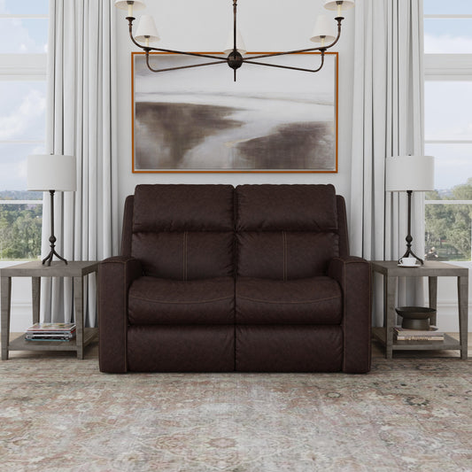 Score Leather Power Reclining Loveseat with Power Headrests & Lumbar - Carob