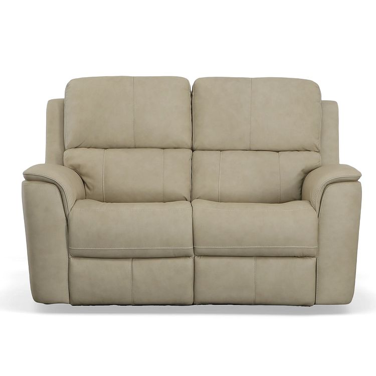 cream leather loveseat on a white background