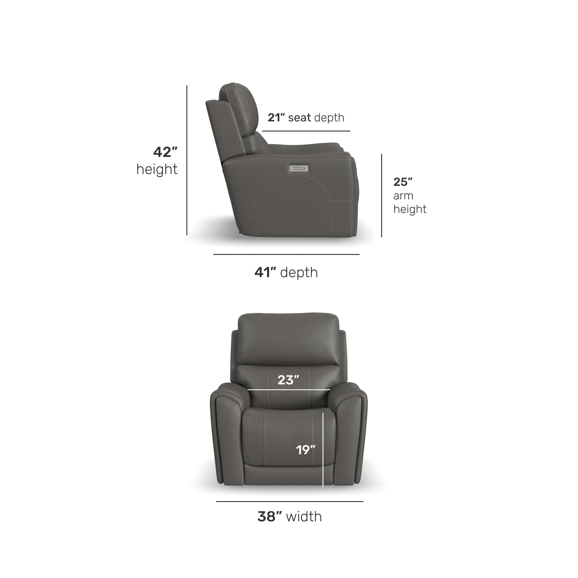 Flexsteel Carter Power Recliner with Power Headrest & Lumbar