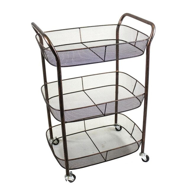 3 Tier Metal Basket Bar Cart
