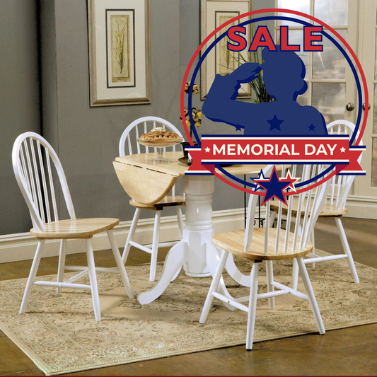 Allison 5-piece Round Drop Leaf Dining Table Set White