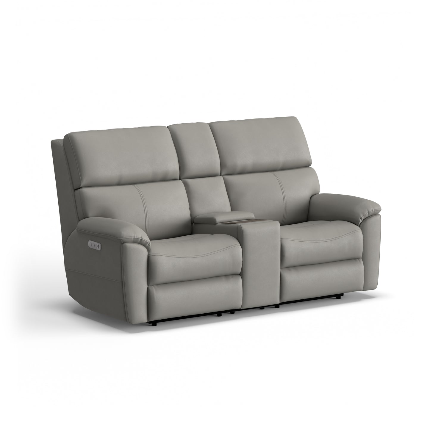 Porter Power Reclining Loveseat with Console, Power Headrest, & Lumbar - Pewter