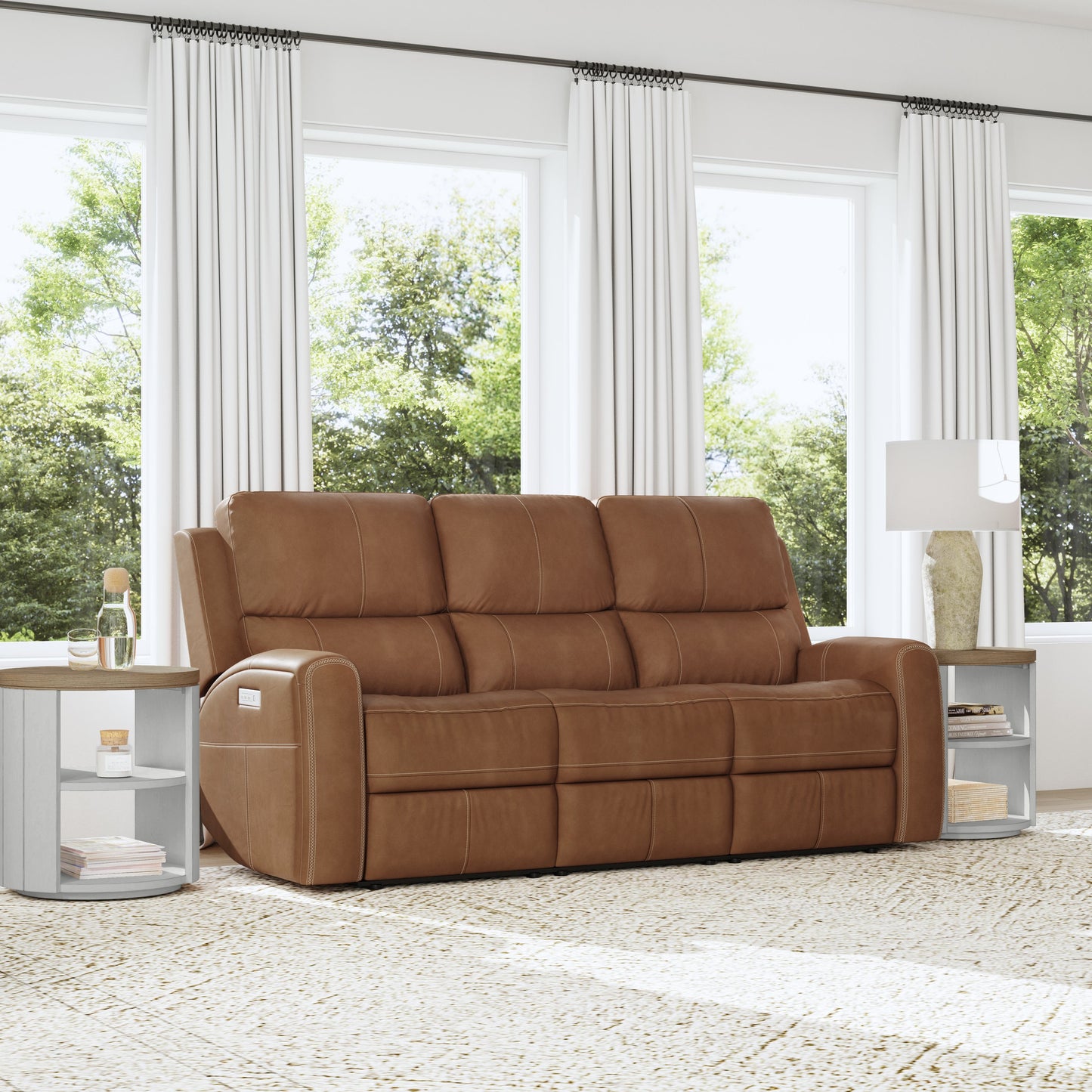 Flexsteel Linden Power Reclining Sofa with Power Headrests & Lumbar