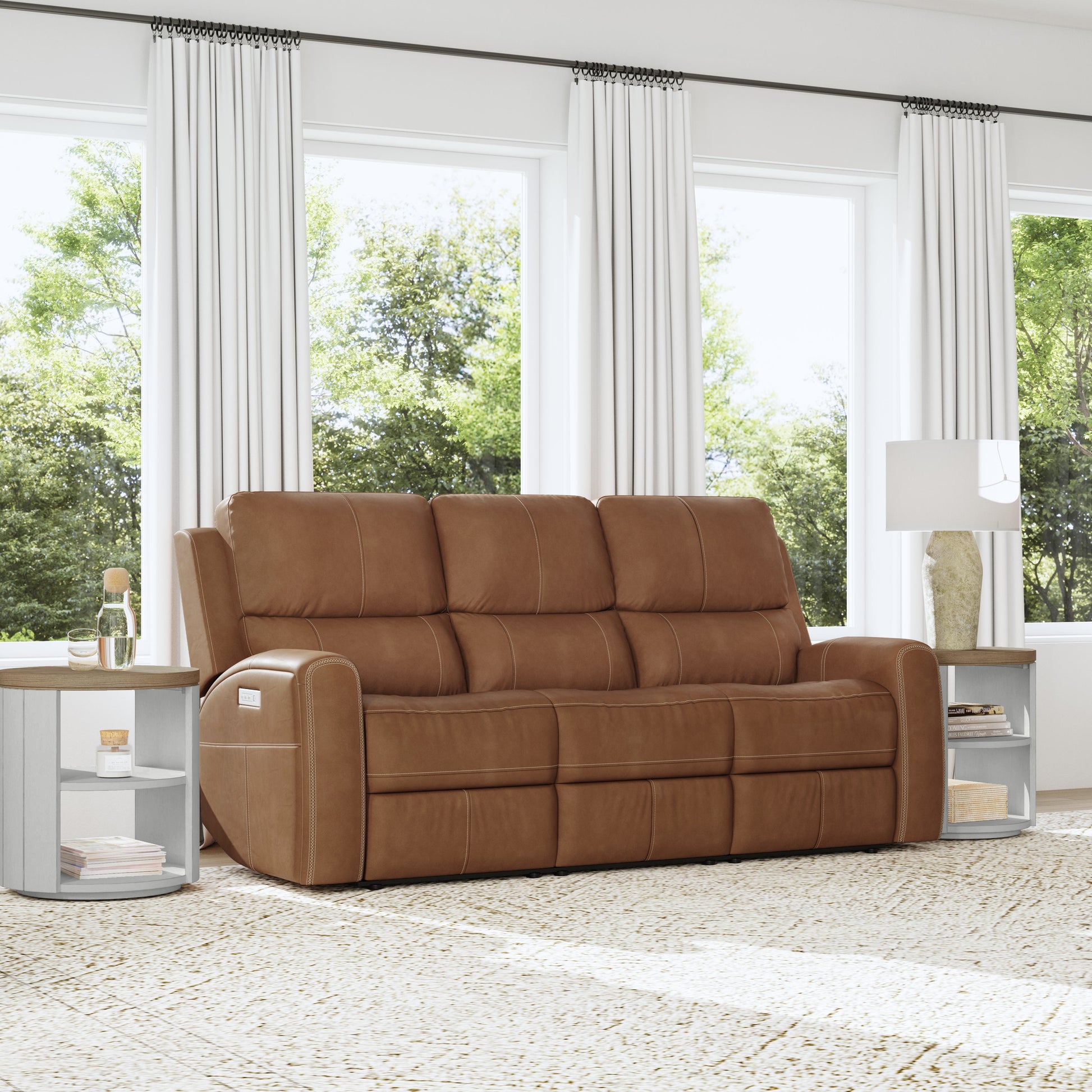 Flexsteel Linden Power Reclining Sofa with Power Headrests & Lumbar