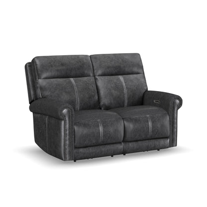 Flexsteel Alexander Leather Power Reclining Loveseat with Power Headrest & Lumbar