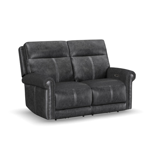 Flexsteel Alexander Leather Power Reclining Loveseat with Power Headrest & Lumbar