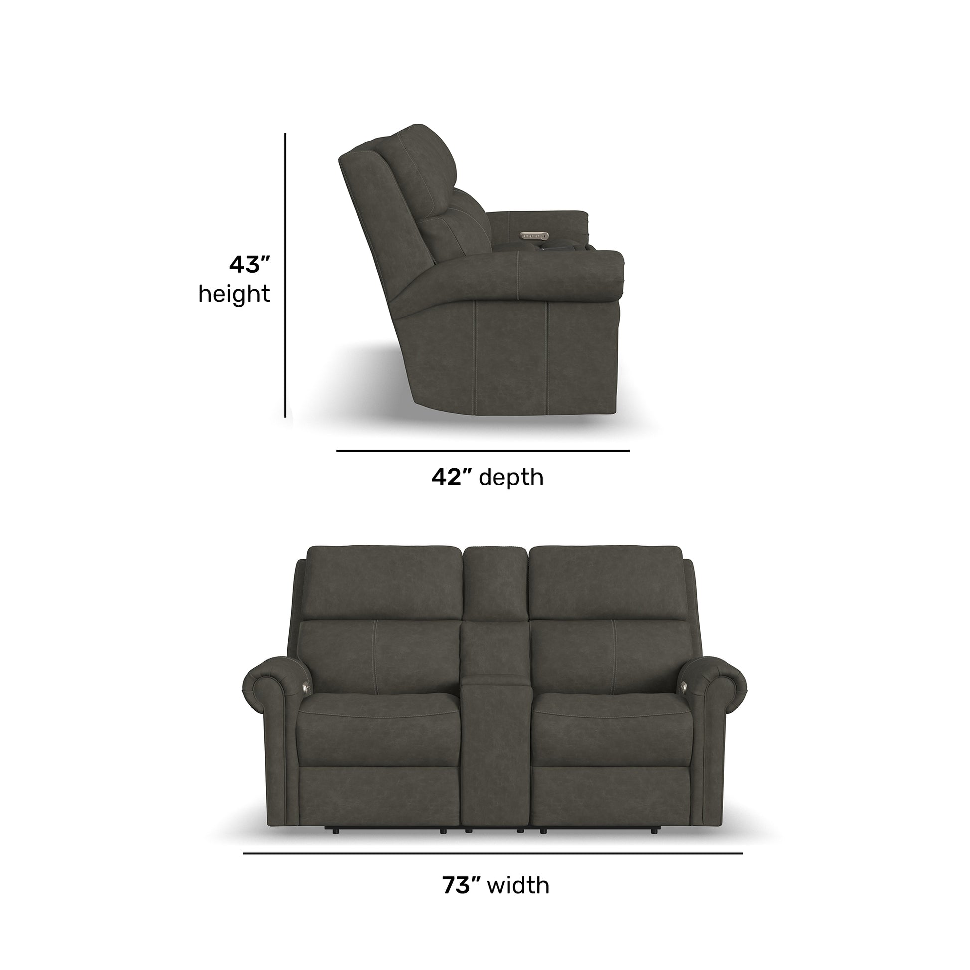 Flexsteel Bernard Power Reclining Loveseat with Console, Power Headrests & Lumbar