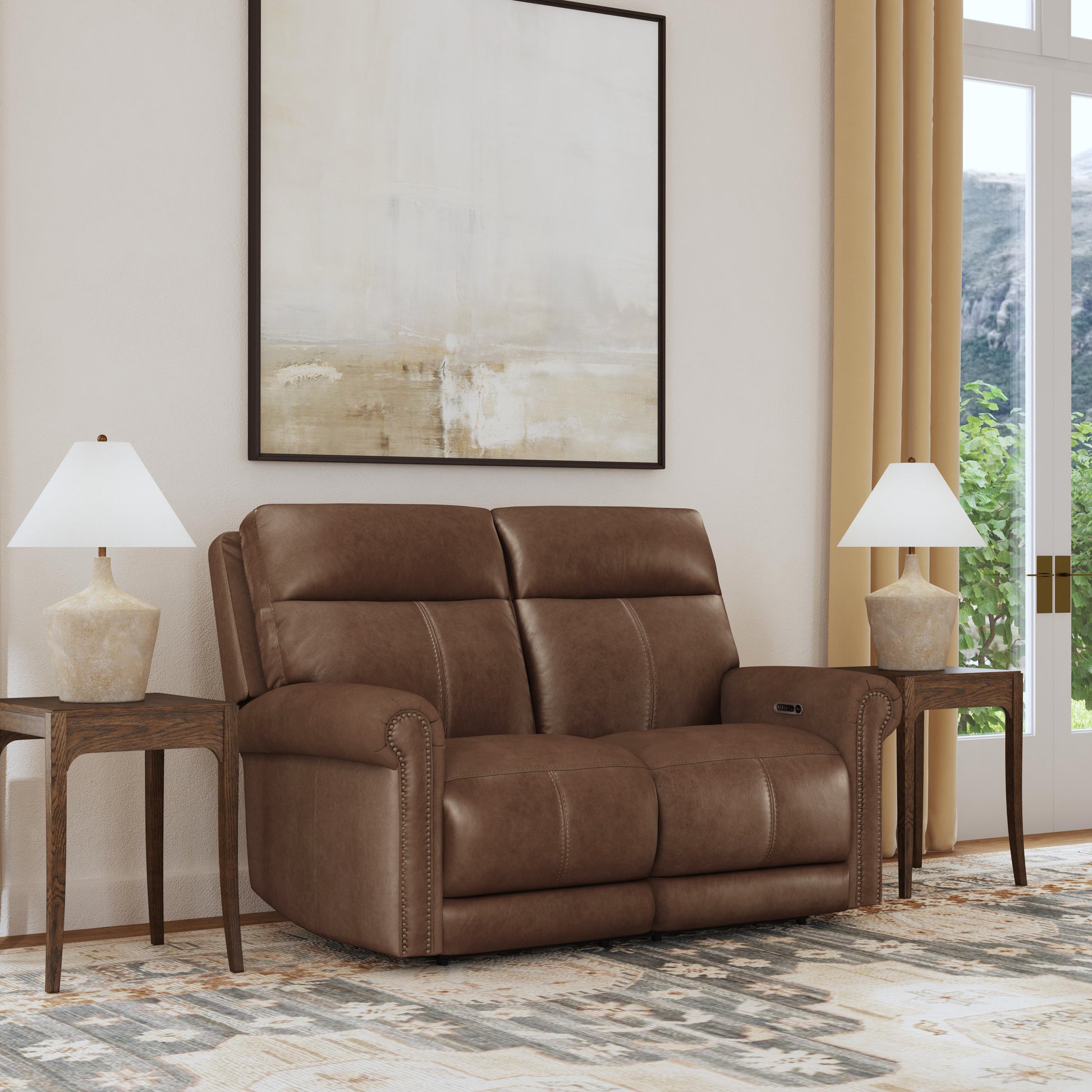 Flexsteel Alexander Power Reclining Loveseat with Power Headrest & Lumbar