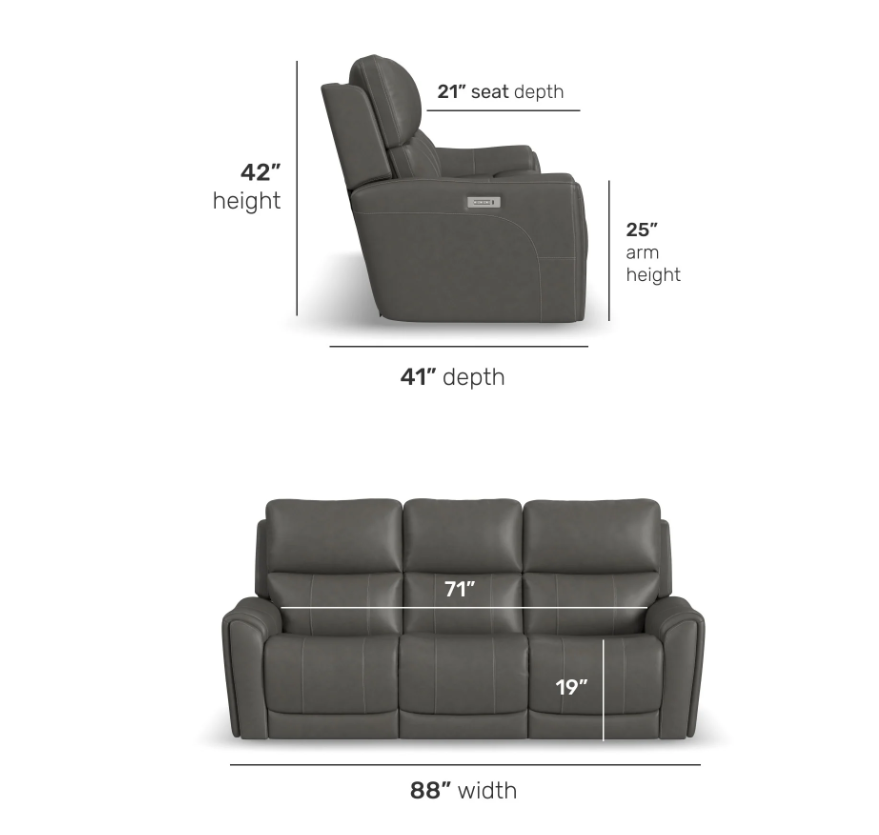 Carter Power Reclining Sofa with Console & Power Headrests & Lumbar