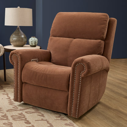 Flexsteel Bernard Power Recliner with Power Headrest & Lumbar