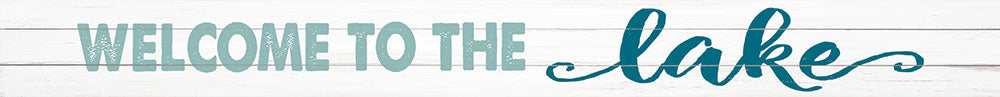 Decorative sign with 'Welcome to the Lake' text on a white background