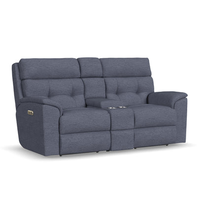 Flexsteel Mason Power Reclining Loveseat with Console & Power Headrests