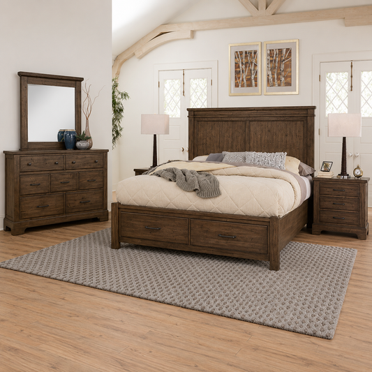 Cool Rustic Mansion Bed with Footboard Storage Set
