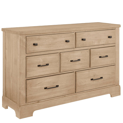Wooden dresser with multiple drawers on a white background