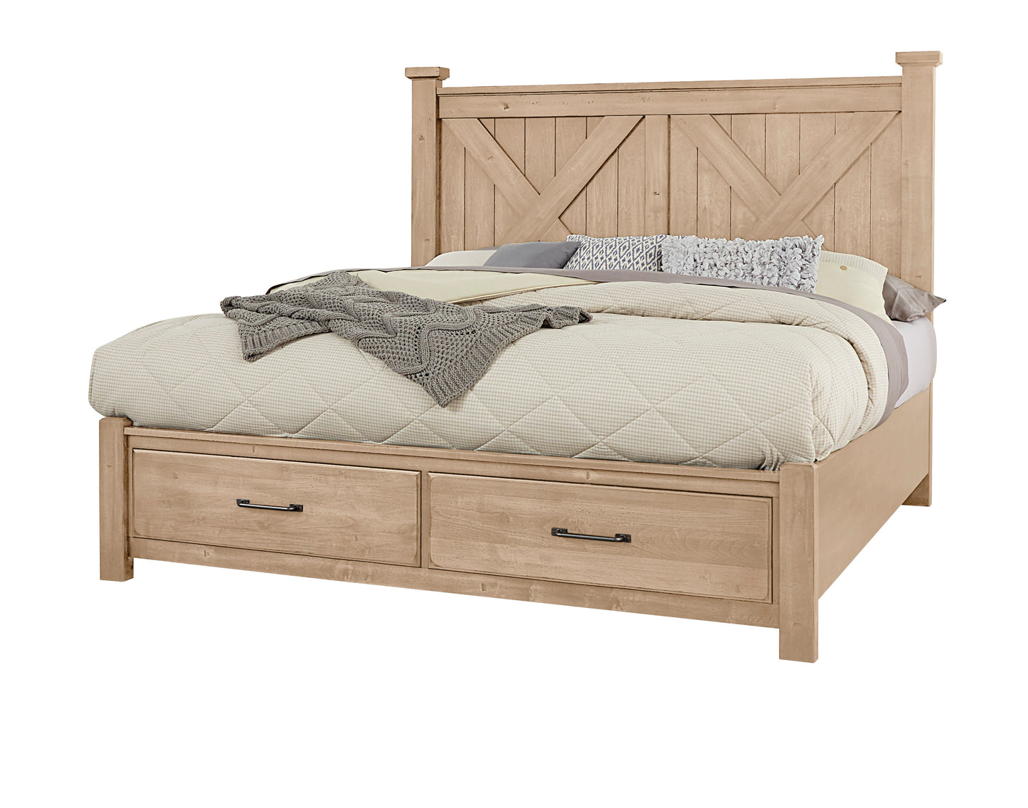 Cool Rustic X Bed with Footboard Storage
