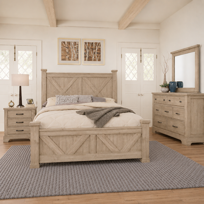 Cool Rustic X Bed with X Footboard Set