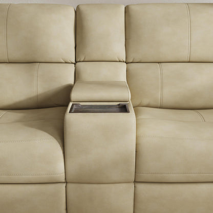 Flexsteel Henry Leather Power Reclining Loveseat with Console & Power Headrests & Lumbar