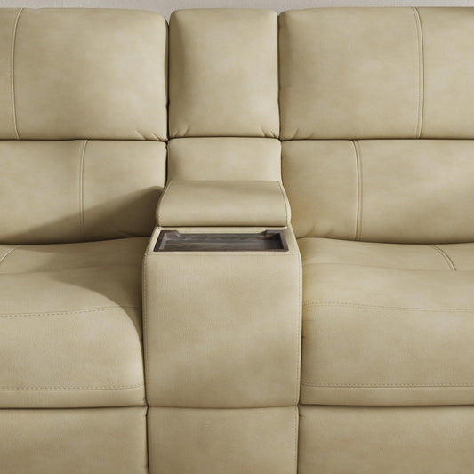 Flexsteel Henry Leather Power Reclining Loveseat with Console & Power Headrests & Lumbar