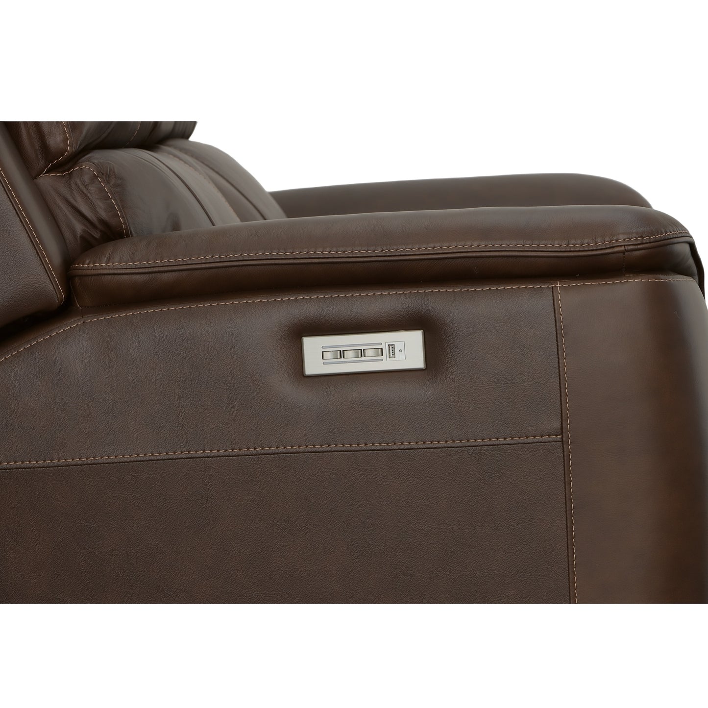 Flexsteel Henry Leather Power Reclining Loveseat with Power Headrests & Lumbar