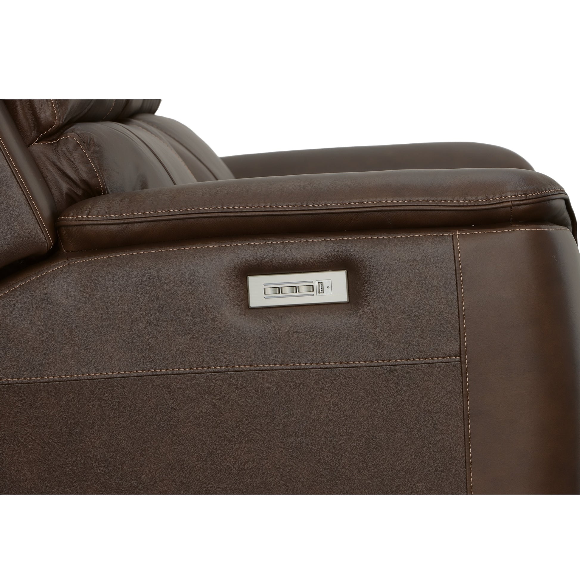 Flexsteel Henry Leather Power Reclining Loveseat with Power Headrests & Lumbar