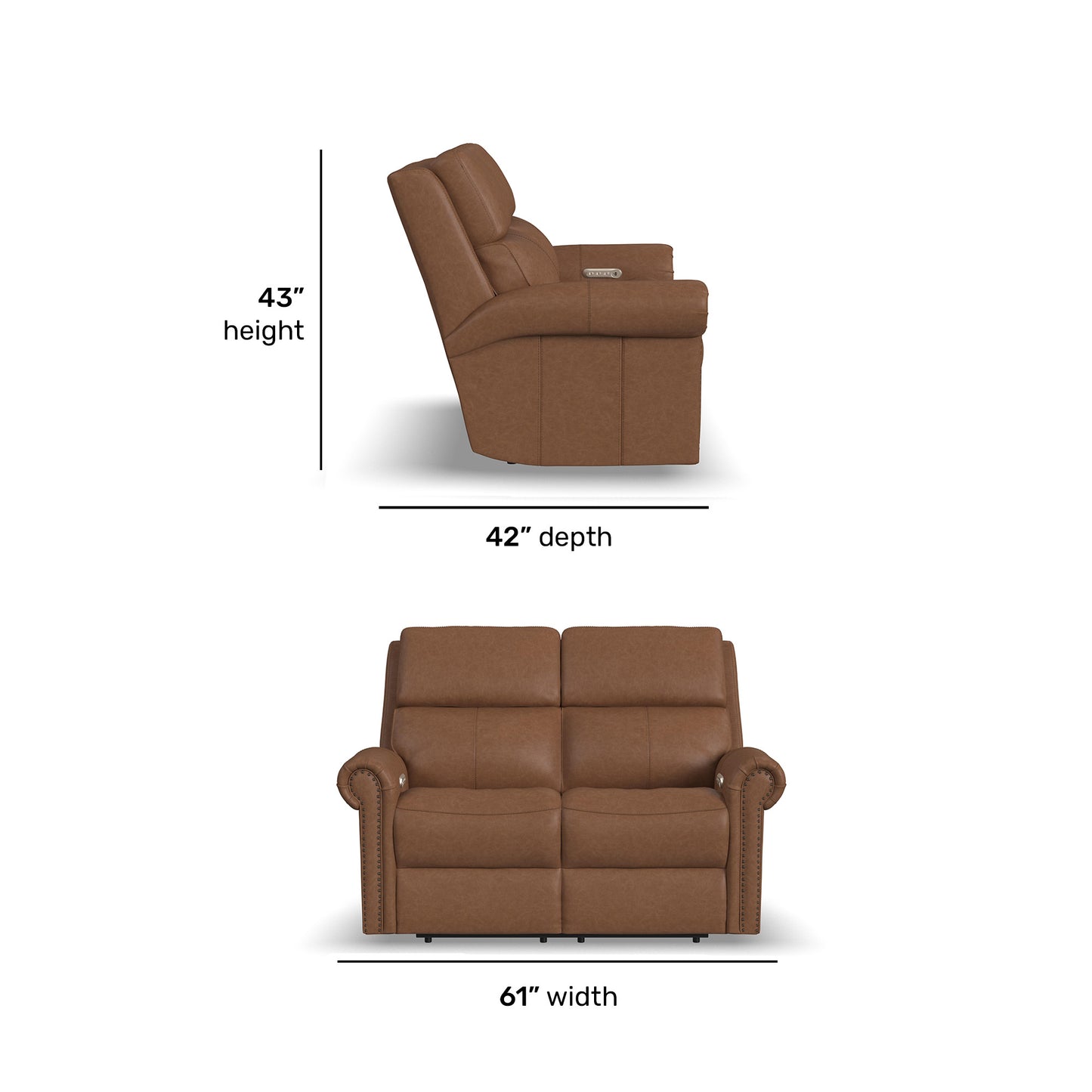 Flexsteel Bernard Power Reclining Loveseat with Power Headrests & Lumbar