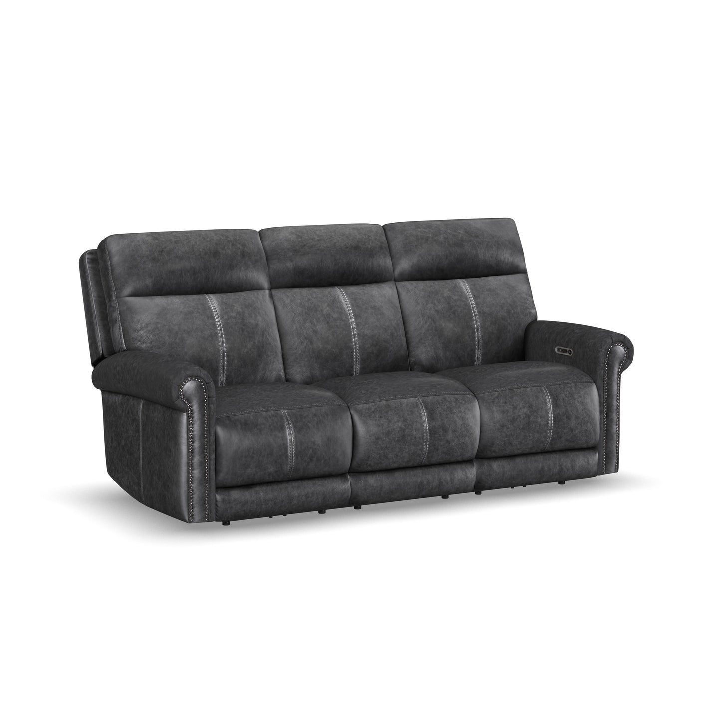 Flexsteel Alexander Power Reclining Sofa with Console, Power Headrest & Lumbar