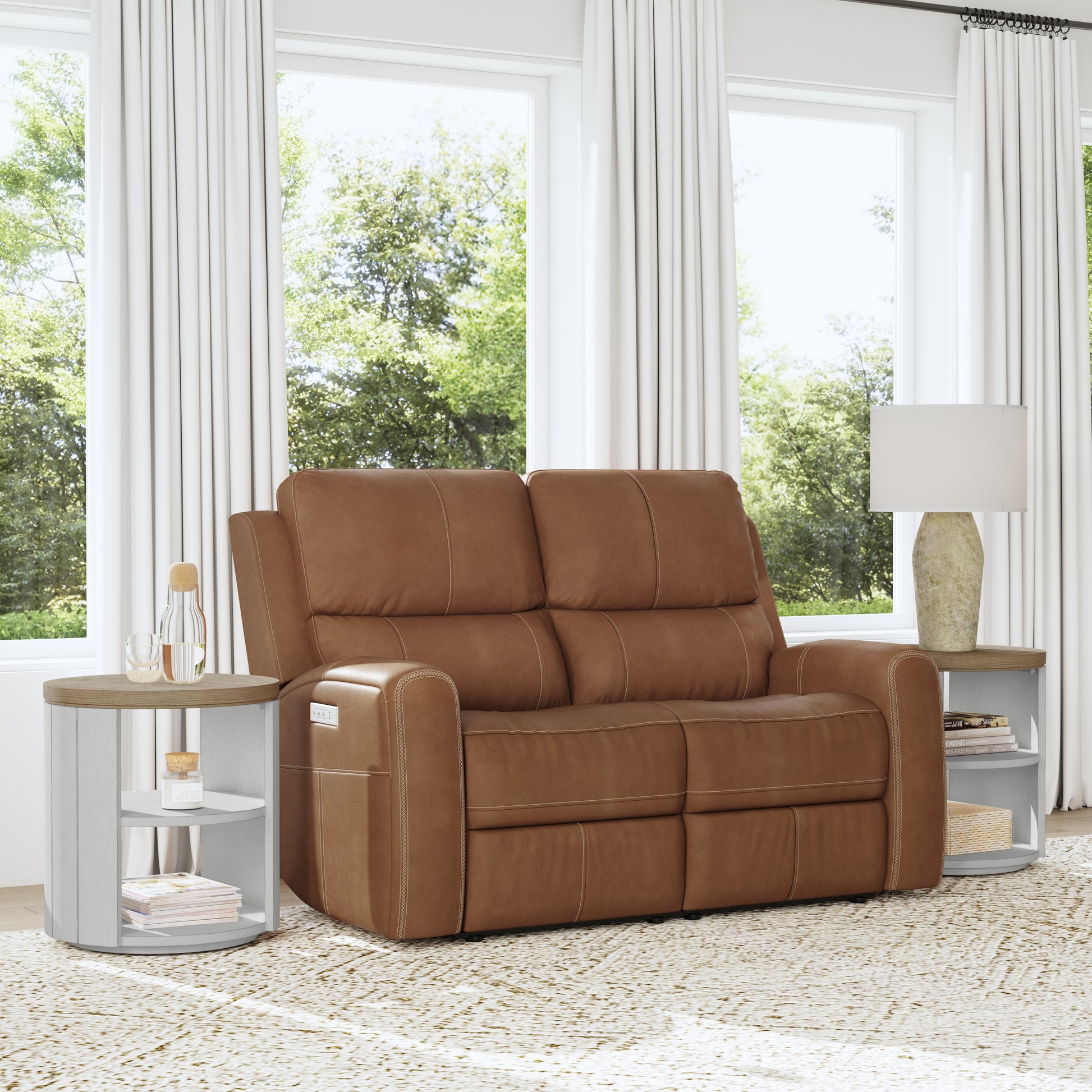 Flexsteel Linden Power Reclining Loveseat with Power Headrests & Lumbar