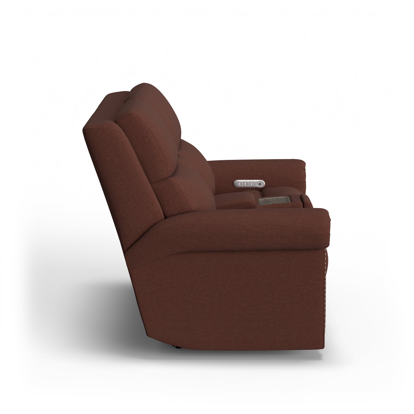 Flexsteel Bernard Power Reclining Loveseat with Console, Power Headrest, & Lumbar