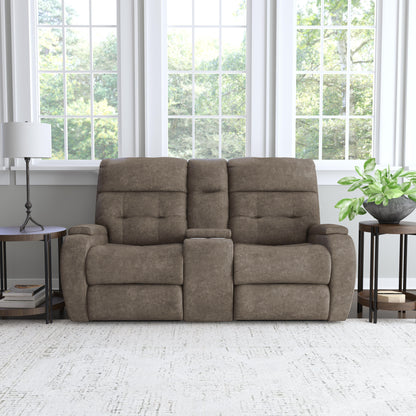 Flexsteel Strait Power Reclining Loveseat with Console & Power Headrests