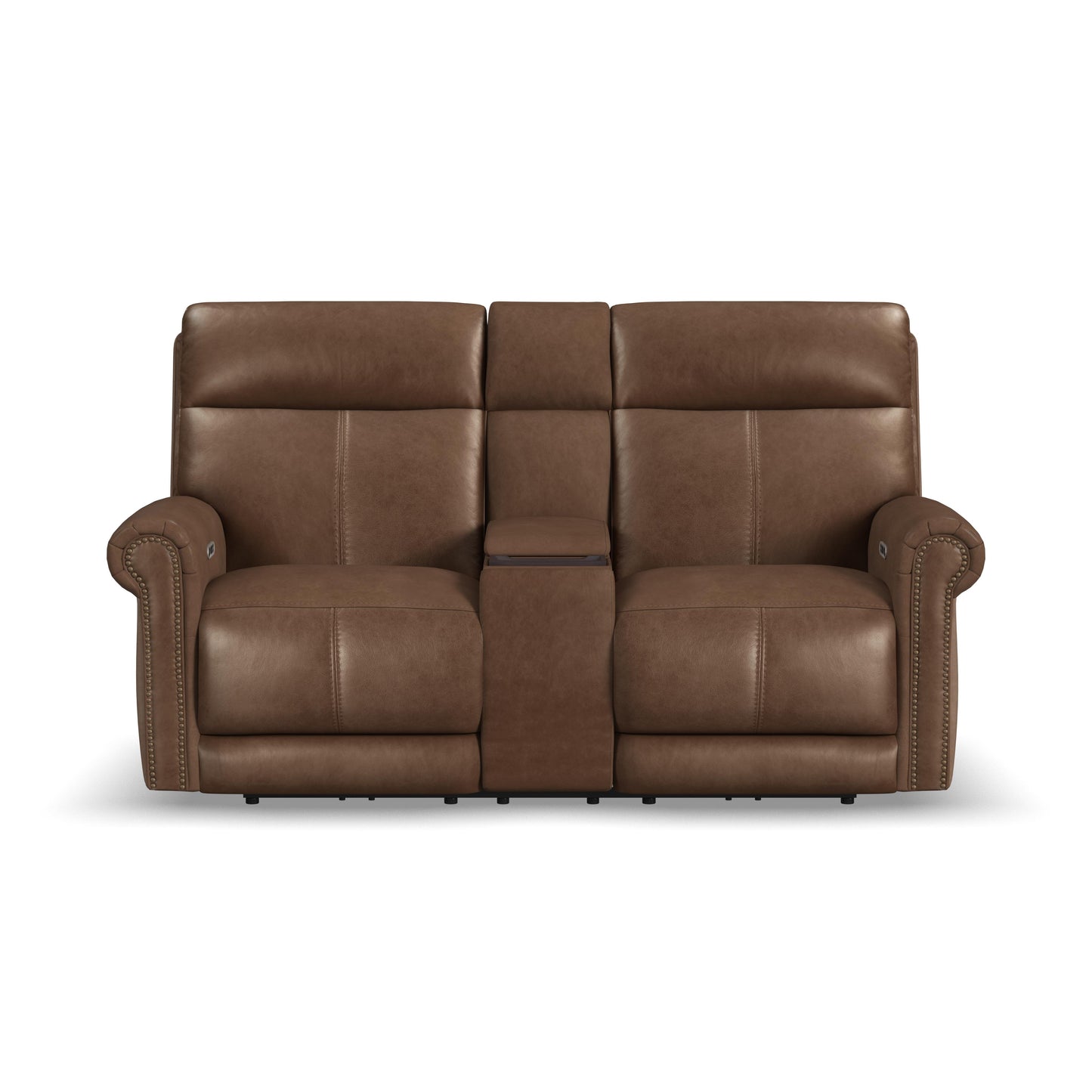 Flexsteel Alexander Power Reclining Loveseat with Console, Power Headrest & Lumbar