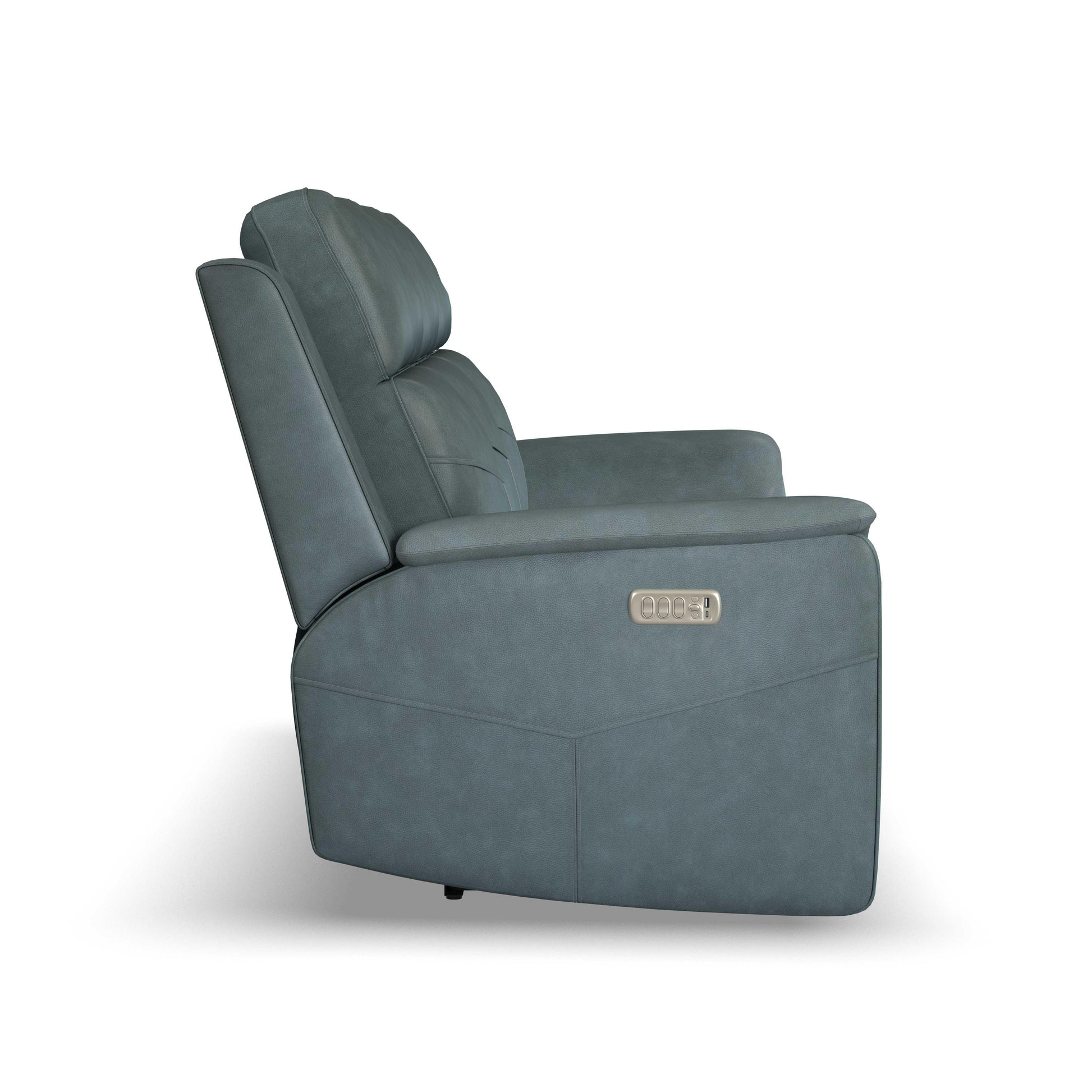 Flexsteel Vernon Power Reclining Sofa with Console, Power Headrest, Lumbar, Heat & Massage