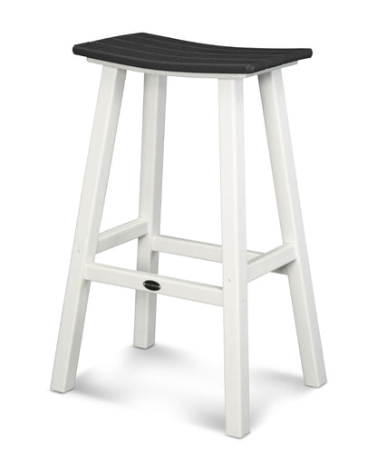 white and black 30" Saddle Bar Stool