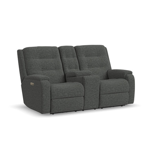 Arlo Power Reclining Loveseat with Console & Power Headrests & Lumbar - Midnight