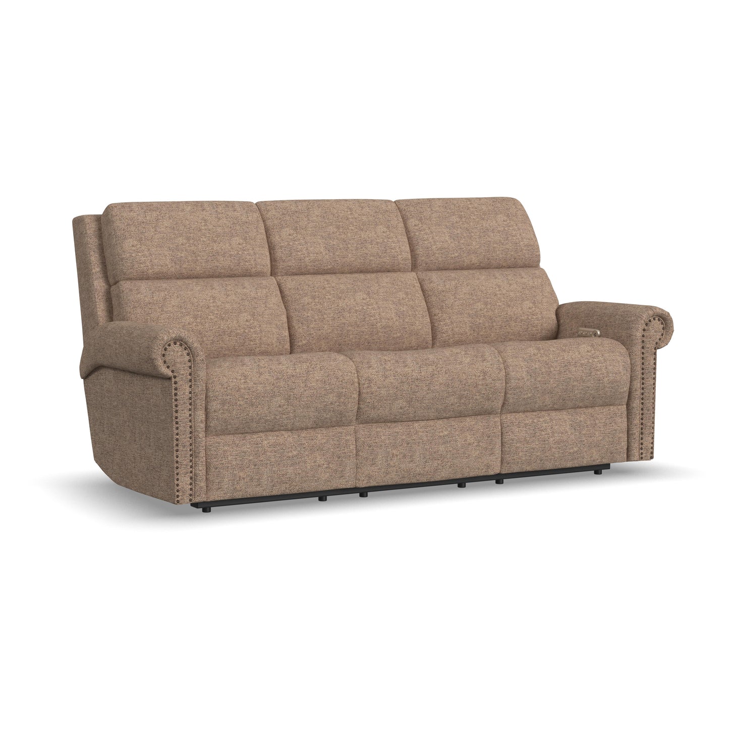 Flexsteel Bernard Power Reclining Sofa with Console, Power Headrest, & Lumbar