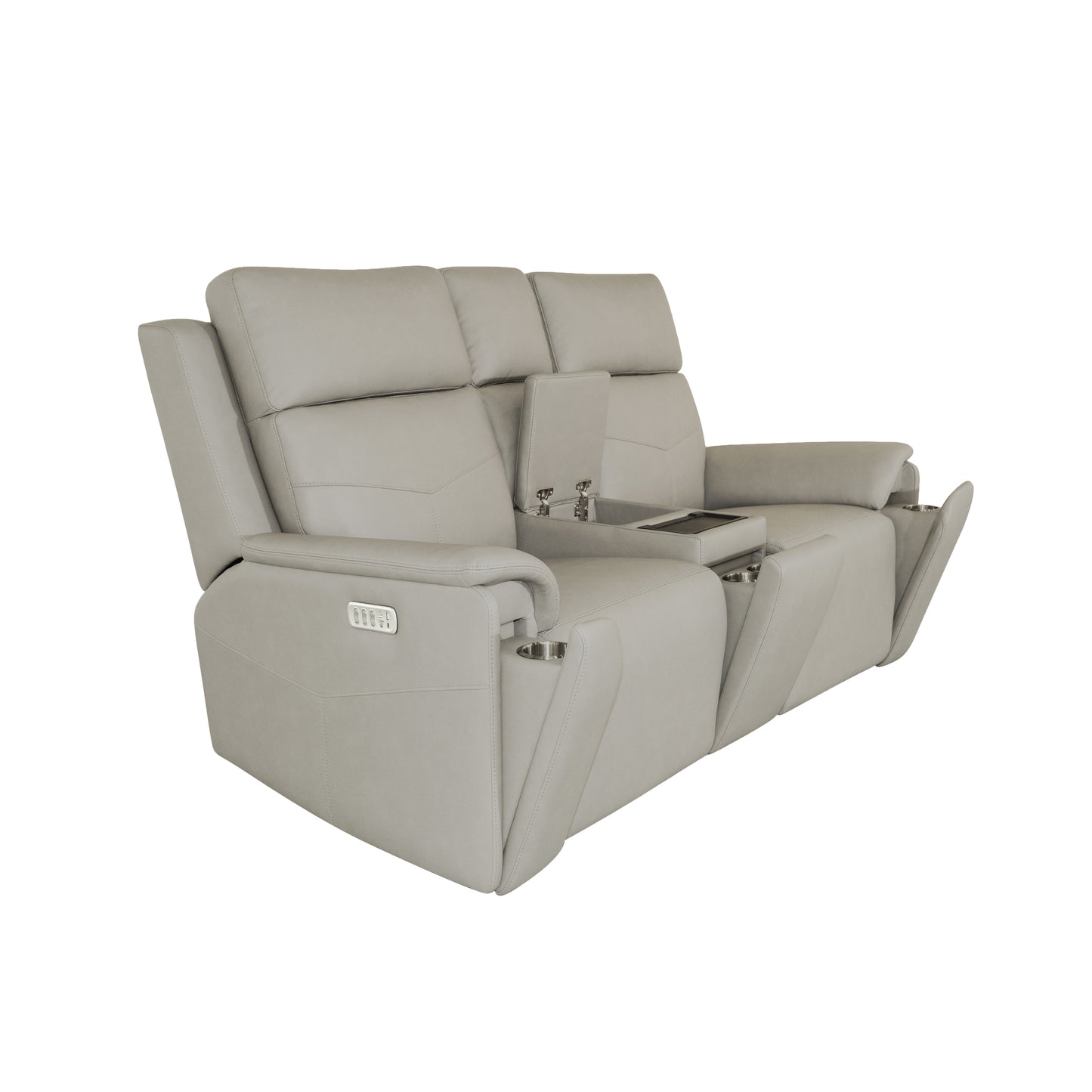 Flexsteel Vernon Power Reclining Loveseat with Console, Power Headrests, Lumbar, Heat & Massage