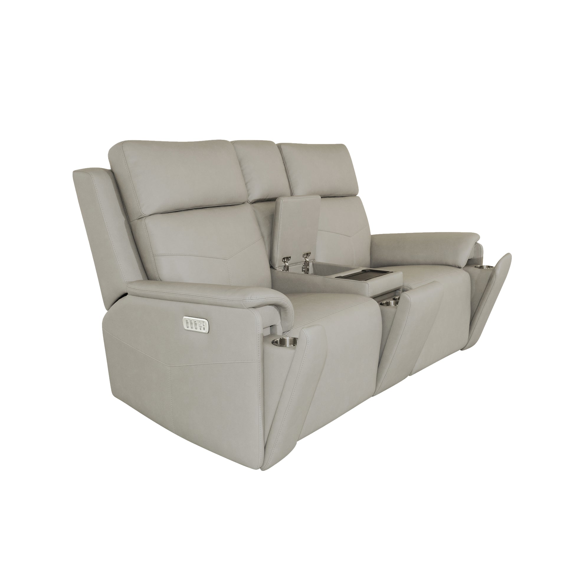 Flexsteel Vernon Power Reclining Loveseat with Console, Power Headrests, Lumbar, Heat & Massage