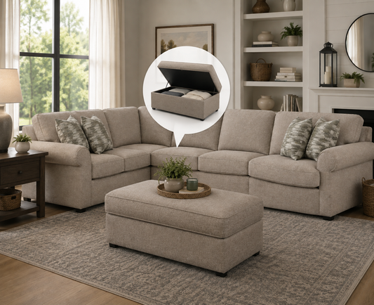 Malibu 3 Piece Cuddler Sectional and Ottoman