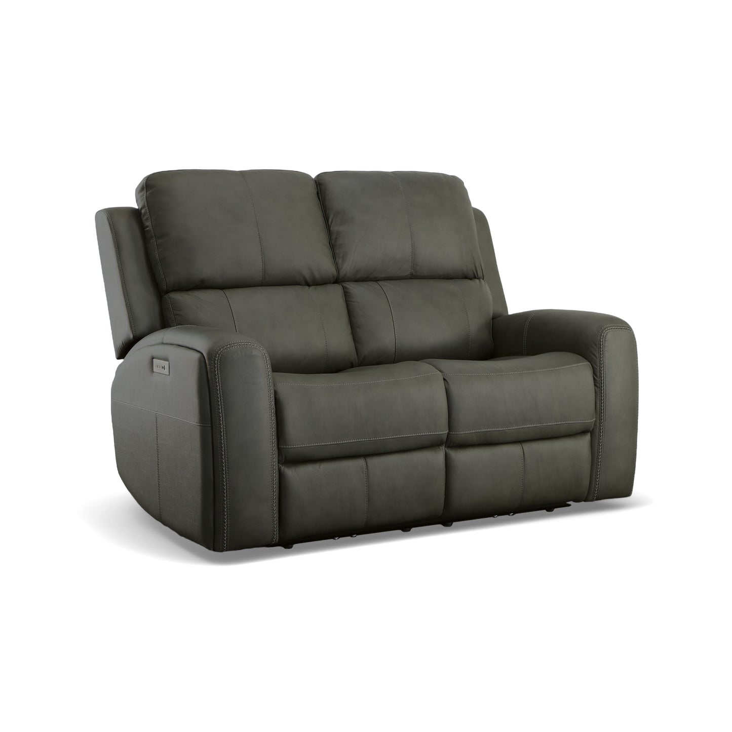 Flexsteel Linden Leather Power Reclining Loveseat with Power Headrests & Lumbar