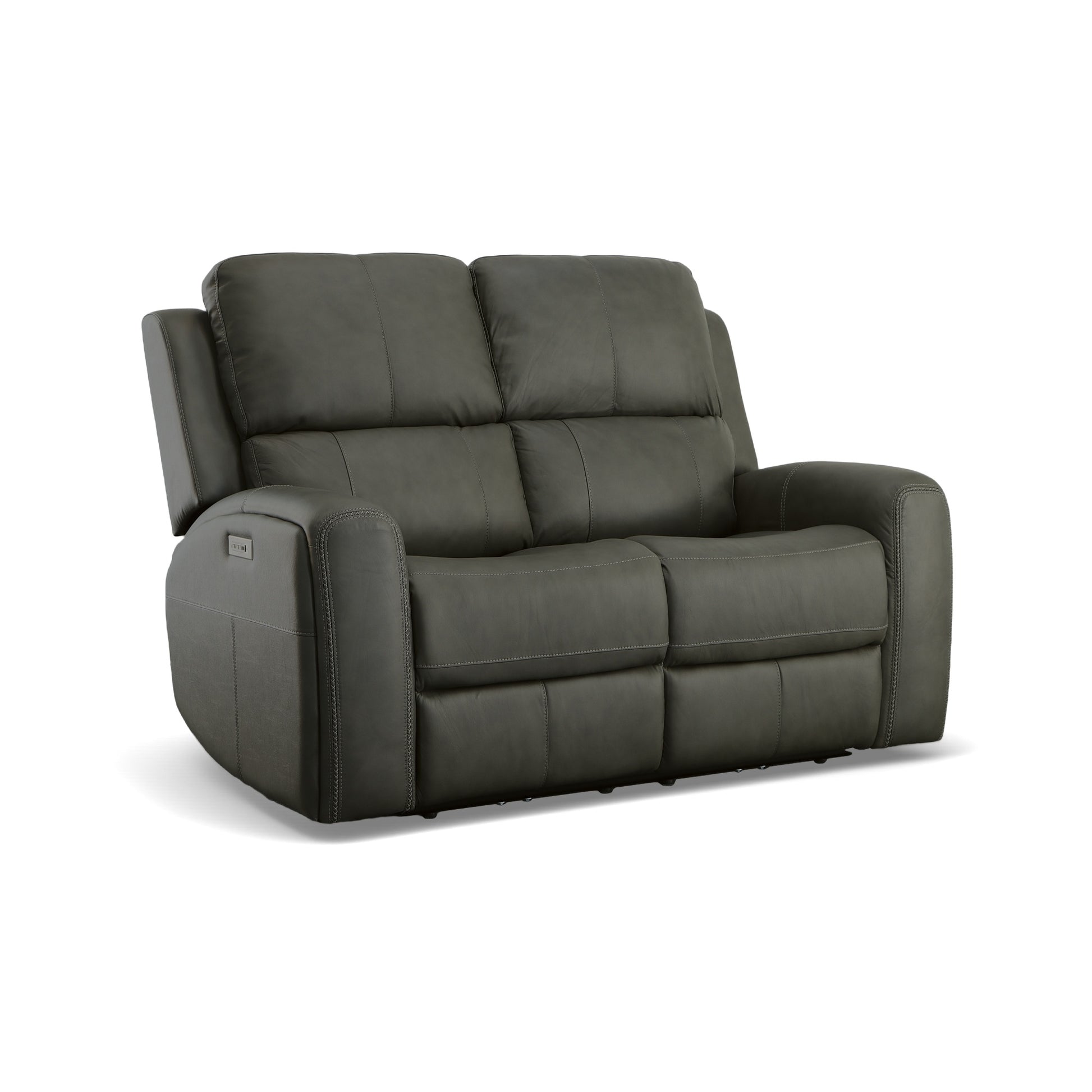 Flexsteel Linden Leather Power Reclining Loveseat with Power Headrests & Lumbar