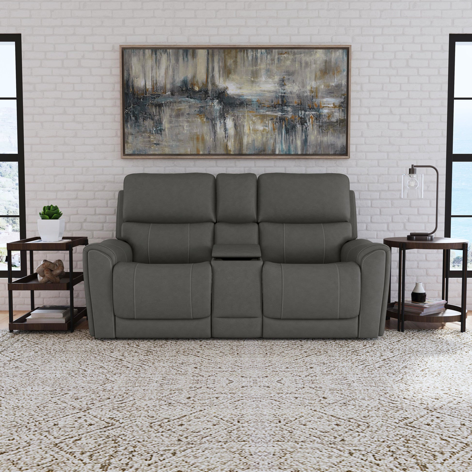 Flexsteel Carter Power Reclining Loveseat with Console & Power Headrests & Lumbar