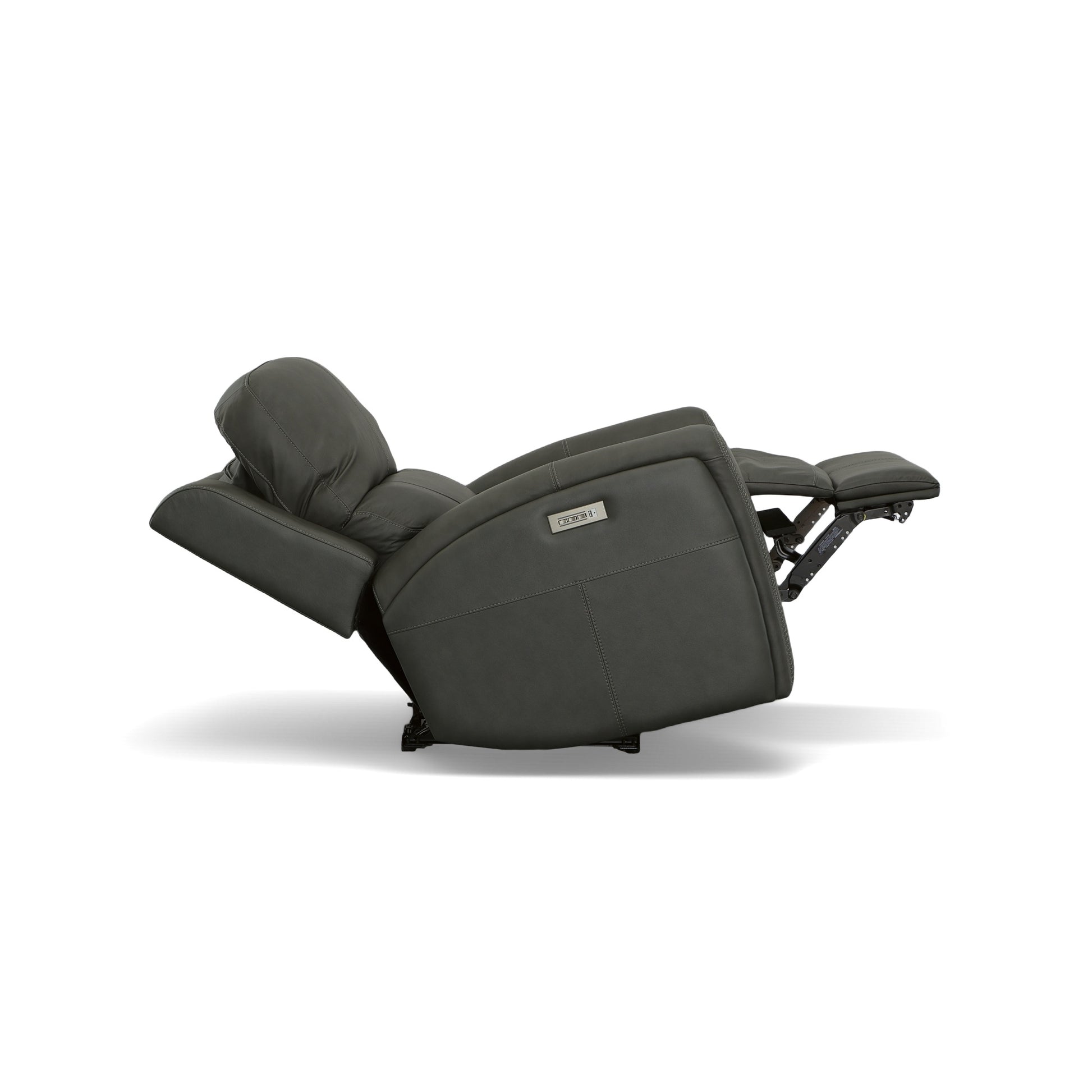 Flexsteel Linden Leather Power Swivel Gliding Recliner with Power Headrest, Lumbar, Heat & Massage