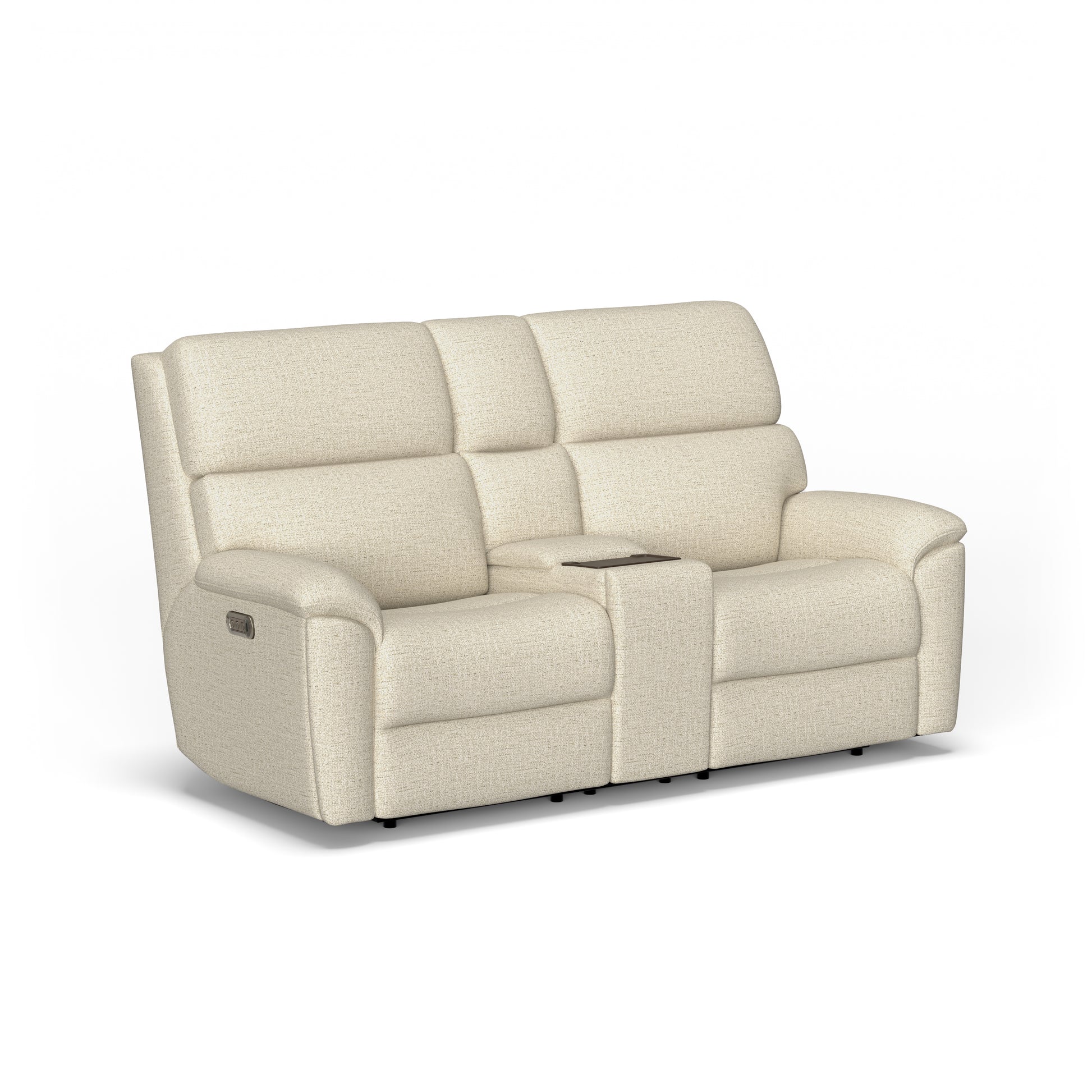 Flexsteel Porter Power Reclining Loveseat with Console, Power Headrests & Lumbar