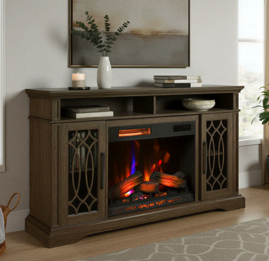 62" Media Mantel w/ 28" Electric Fireplace