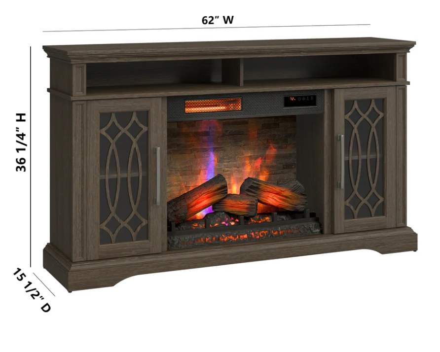 62" Media Mantel w/ 28" Electric Fireplace