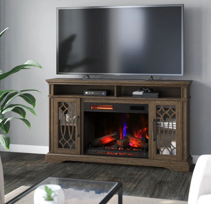 62" Media Mantel w/ 28" Electric Fireplace