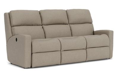 A beige Catalina reclining sofa with deep-set back wings, sloped arms, and contoured seats.