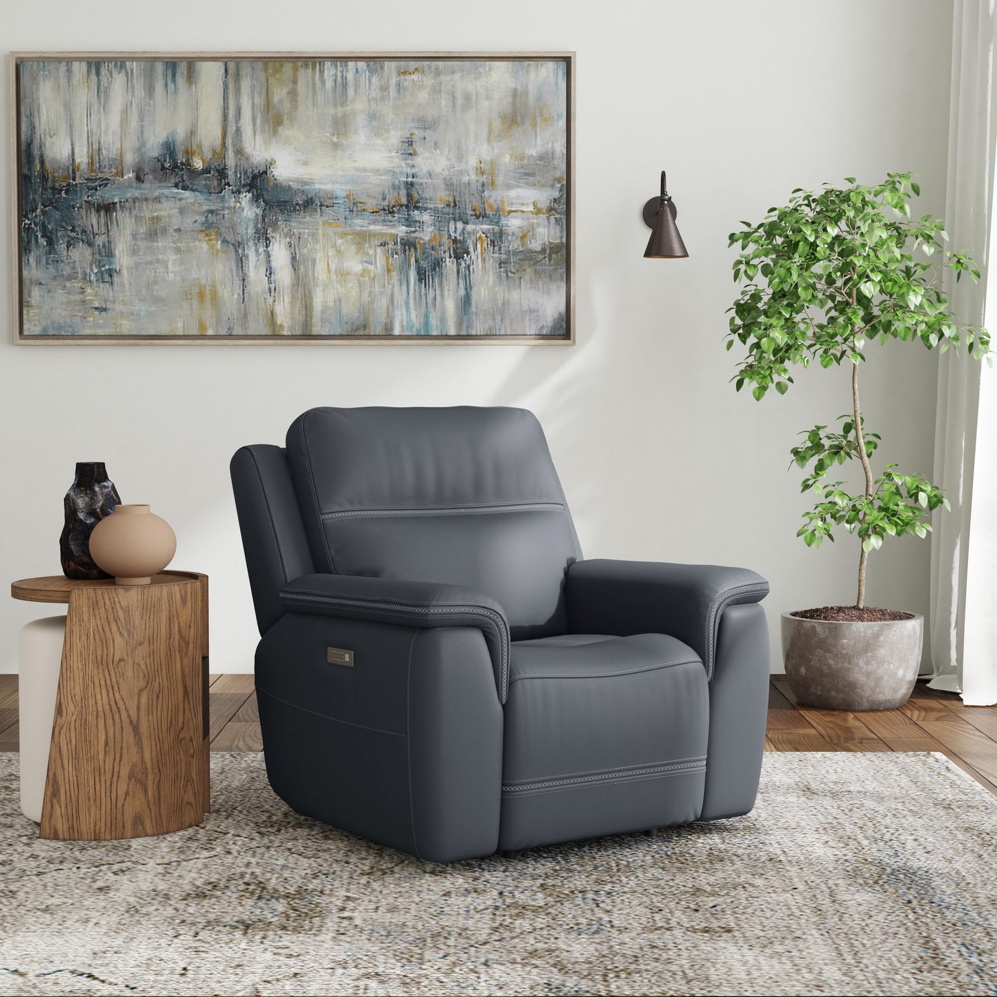 Flexsteel Sawyer Power Recliner with Power Headrest & Lumbar