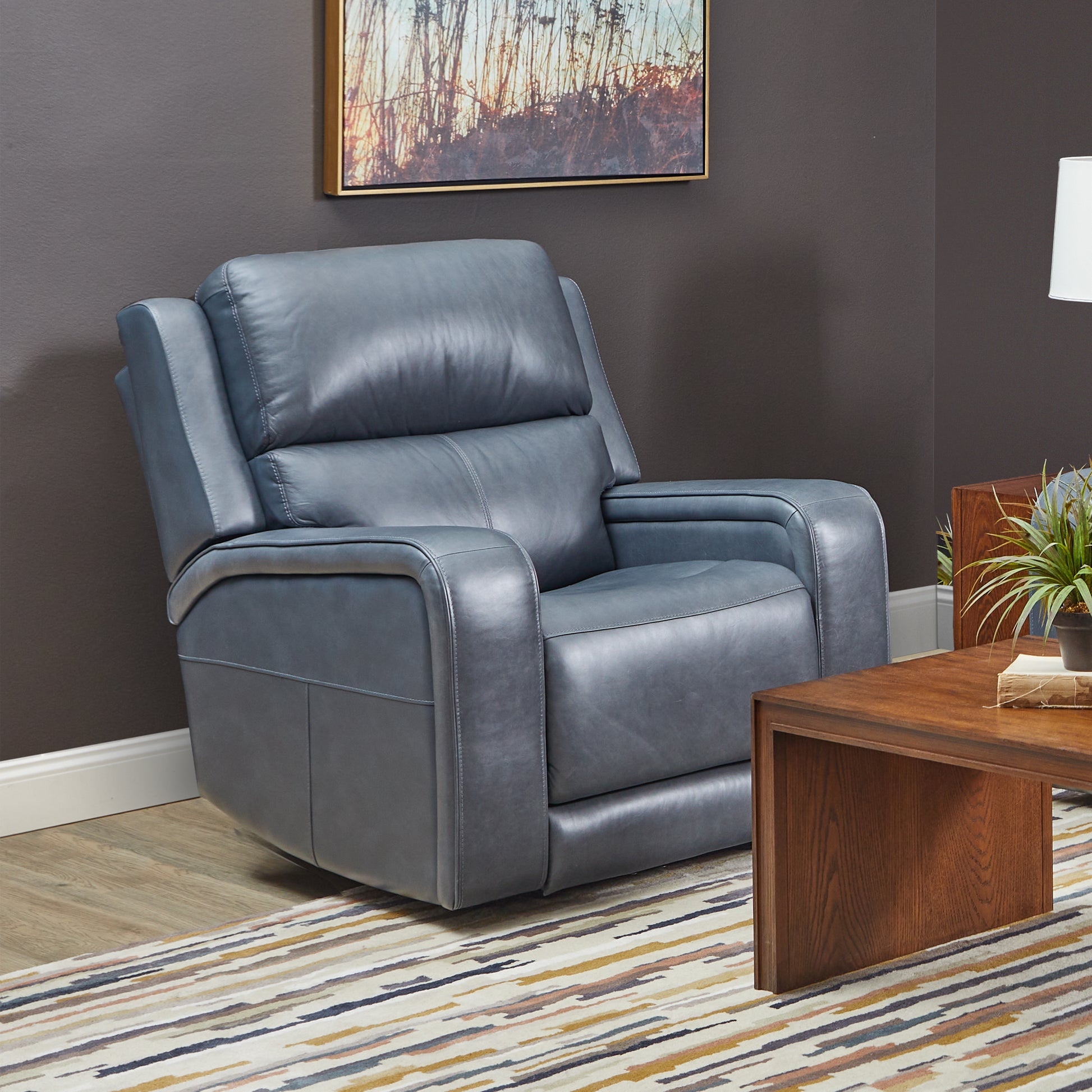 Flexsteel Oasis Leather Power Recliner with Power Headrest, Lumbar, Heat & Massage