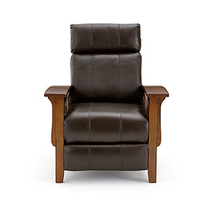 Brown leather recliner chair on a white background
